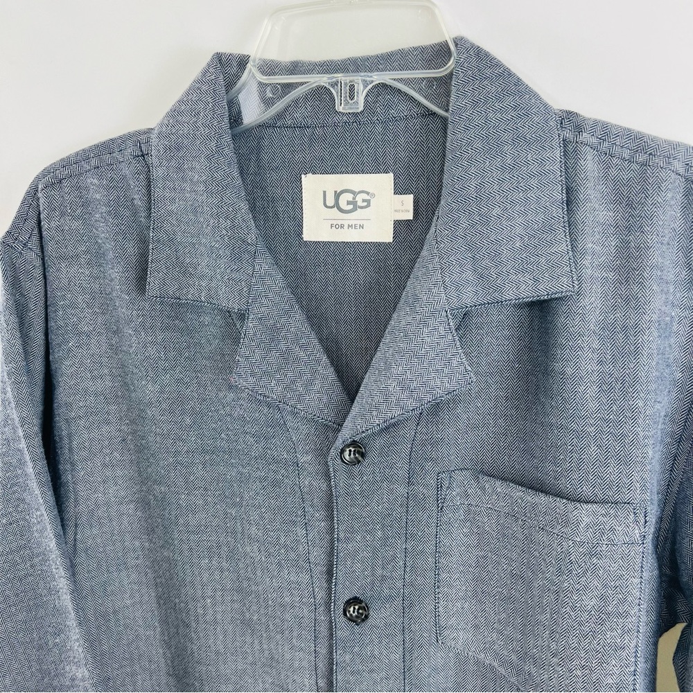 NWOT! Mens Small Navy UGG Benidikt Herringbone Sleepwear Sleep PJ Shirt Top - Picture 1 of 10